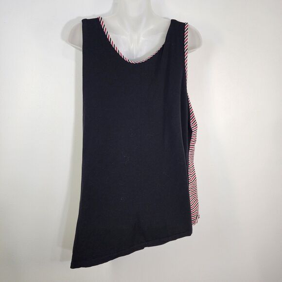 Susan Graver Top Womens Large Striped Stretch Cotton Modal Reversible Sleeveless - Picture 2 of 9